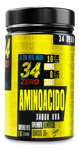 Aminoácidos En Polvo 34 Zero 1 Kg 100 Servis Sabor Uva