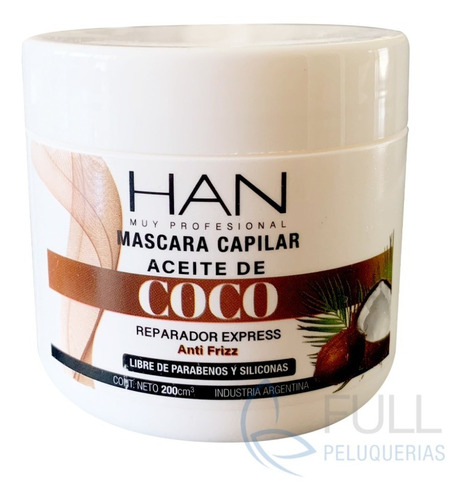 Han Mascara Capilar Aceite De Coco 200ml. Apto Metodo Curly