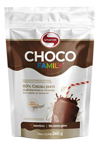 Choco Family Vitafor Sabor Chocolate, Vegano - Pacote 240g. Chocolate