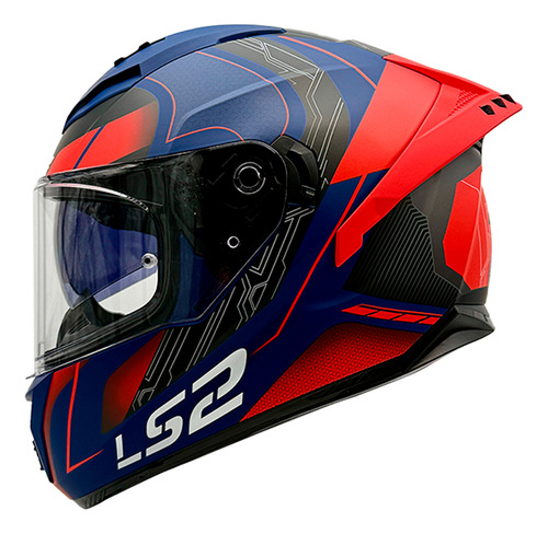 Casco Integral Ls2 Ff806 Azul Rojo Matte / Acreditado Qr