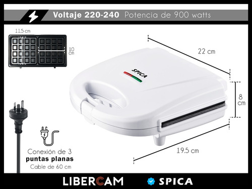 Waflera Electrica Antiadherente Wafles Teflon Color Blanco