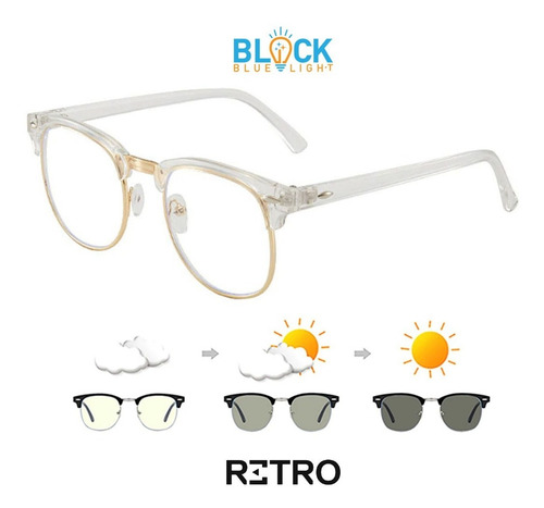 Imagen 10 de 10 de Retro® Club Gamer Transparente Fotocromaticos Antiblue Gafas