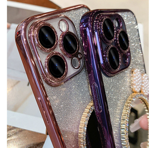 Funda Para Oppo A5 Pro Espejo Perlas Polvo Flash+mica