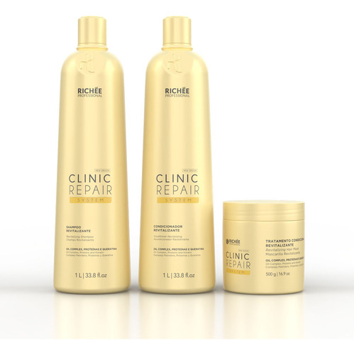 Richée Clinic Repair System Kit Shampoo Condicionador e Máscara Profissional