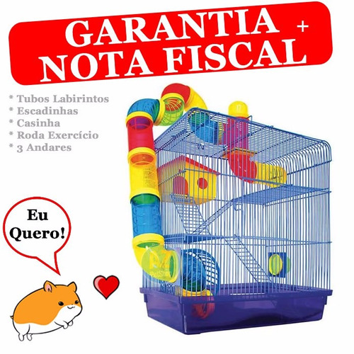 Gaiola Hamster Gerbil Roedor Labirinto 3 Andares Importada