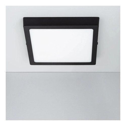 Pack 10 Panel Led Sobrepuesto Cuadrado Negro Pro 12w