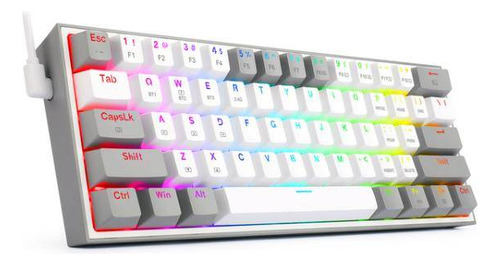 Teclado Redragon Fizz Pro, Wireless, 60%, Swred, Esp, Wh/gr