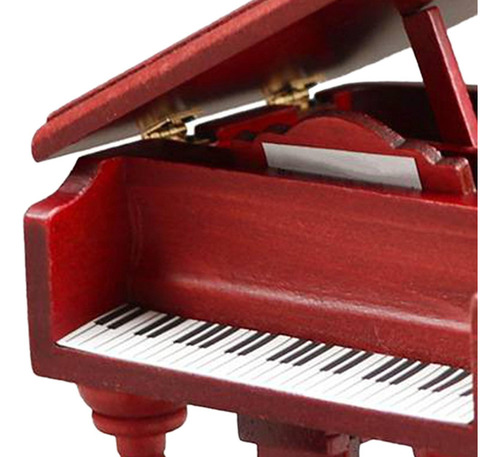 1 Piano Con Elegante Silla Roja For 1/12 Home