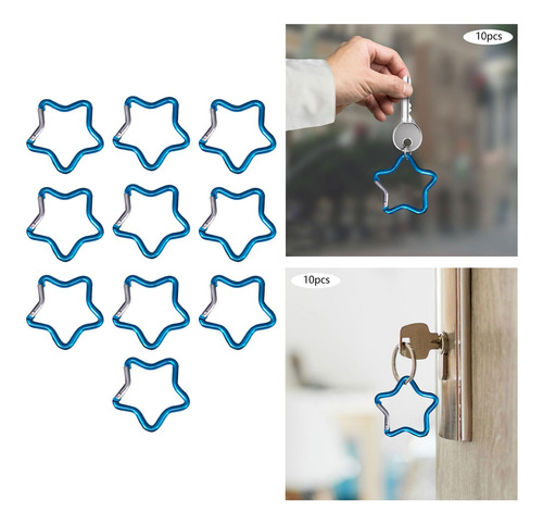 2 Mosquetón Con Forma De Estrella De Cinco Puntas, Azul