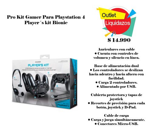 Pro Kit Gamer Para Playstation 4 Player´s Kit Bionic