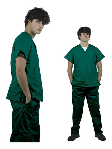 Imagen 1 de 4 de Conjunto Medico. Pantalón Y Casaca Verde Ingles Uniformes