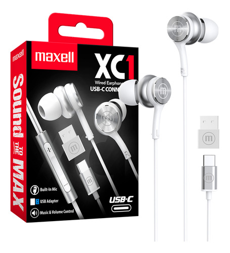 Audifonos Maxell Xc1 Manos Libres Ubs-c Con Adaptador Ubs-a