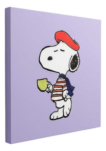 Cuadro Snoopy Francés, Con Café En Mano 60x60