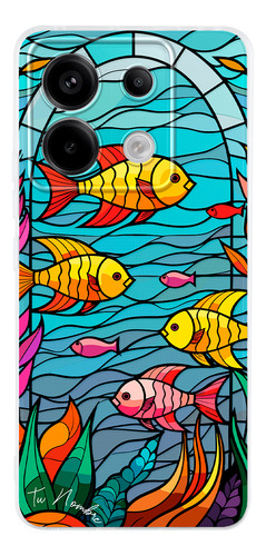 Funda Para Xiaomi Para Mujer Peces Vitral Con Tu Nombre