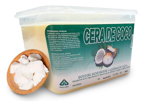 Cera De Coco Para Velas 100% Vegetal Vegana - 1 Kg