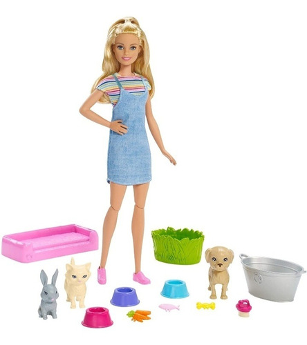 Barbie Cachorros 3 Mascotas Wash Pets Cambian De Color Dispo