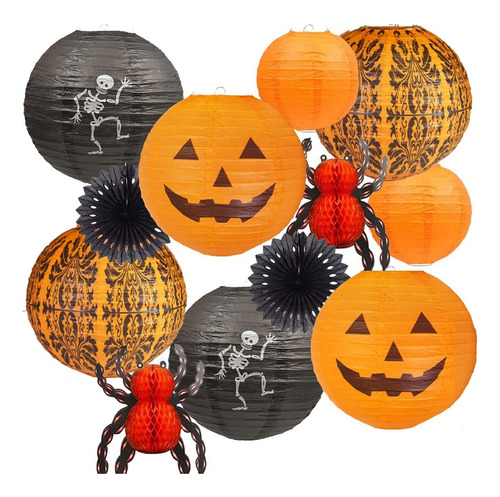 Uniqooo - 12 Faroles De Papel Para Decoracin De Halloween, F