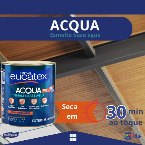 Tinta Esmalte Base Água Eucatex Acqua Fosco 900ml Quartinho