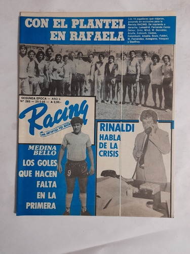 Revista Racing 265 Medina Bello, Racing En Rafaela, Wirzt (Usado)