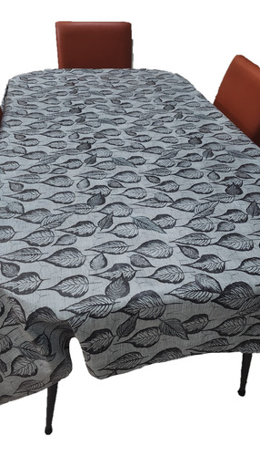 Mantel Mesa Rectangular 1.4x3.5 Impermeable Cuerina Afelpada Hojas Azules