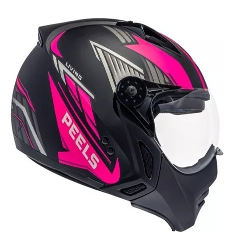 Capacete Multi-modular Peels Mirage Living Preto F/rosa