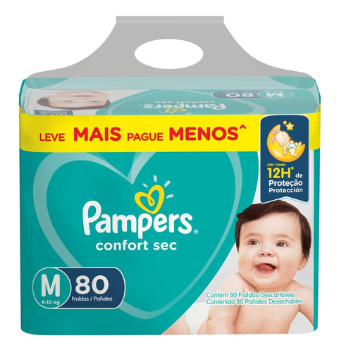 Fralda Pampers Confort Sec M 80 Unidades