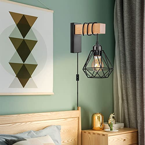Plug In Wall Sconces Set Of Two,farmhouse Wall Mounted ...