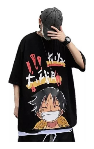 Camiseta Manga Corta Cartoon Anime One Piece Estampada