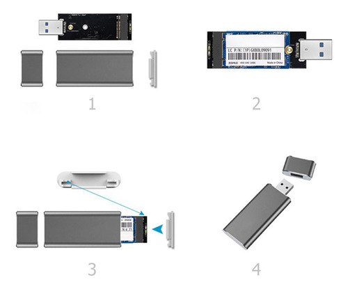 Aluminio M2 A Usb 3,0 Ssd Carcasa Adaptador De Lector De