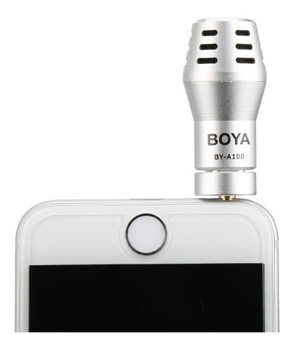 Microfono Para iPhone iPad iPod Touch Boya A100 3.5mm Color Gris