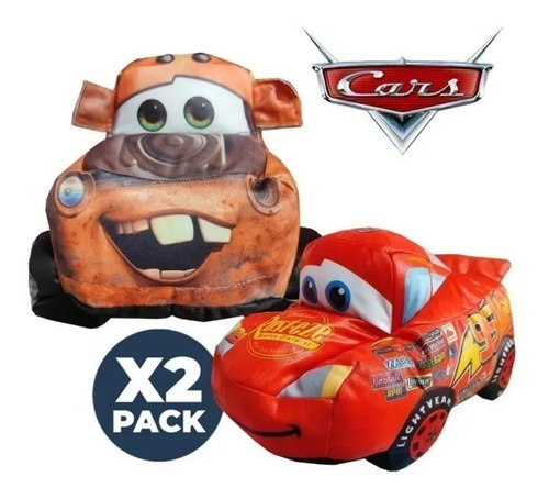 Set 2 Peluches Cars Disney Rayo Mcqueen Y Mater