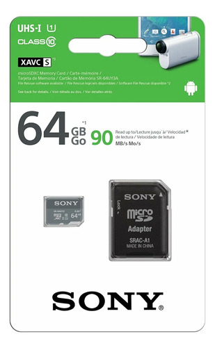 Micro Sd 64gb C10 90mb/s Sony 100%original Blistersellado+sd