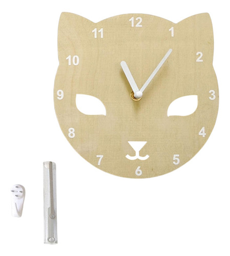 Reloj De Pared De Madera De 8  Con Pilas Decoración De Gato