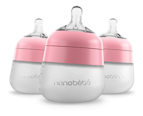 Set De Teteros Nanobebe En Silicona 5 Oz X 3 Rosa