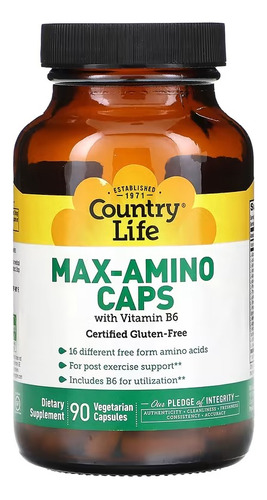 Country Life Max Amino Aminoacidos Y Vitamina B6 90 Caps Sabor Sin Sabor