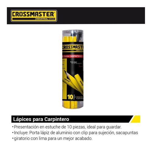 Imagen 2 de 4 de Lápices Para Carpintero 10 Piezas Crossmaster 9932528