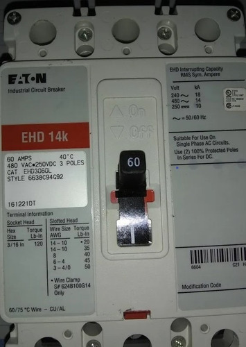 Breaker Industrial Eaton - Cluter Hammer Fi -ehd 3x20amp