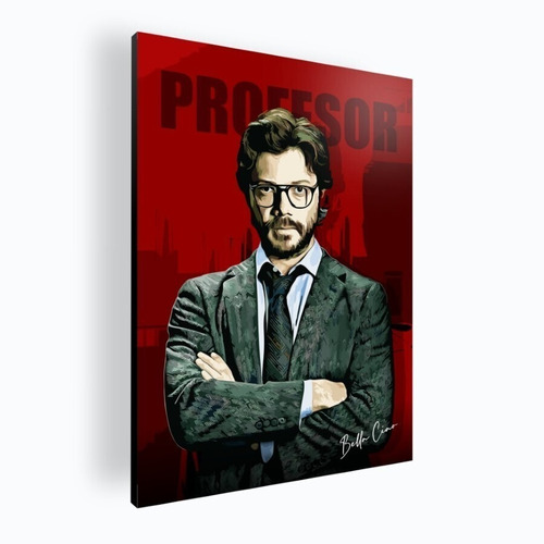 Cuadro Moderno Mural La Casa De Papel El Profesor 30x42 Mdf