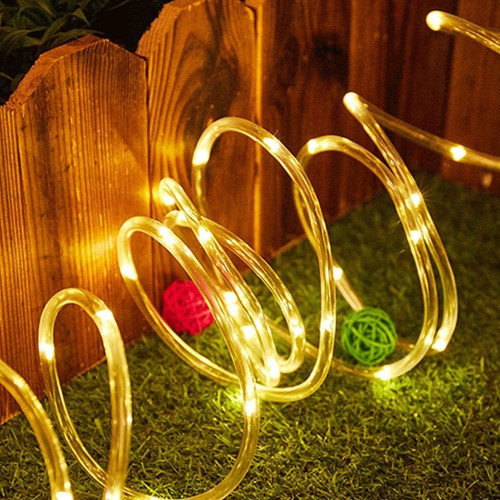 Manguera Solar Luces Led Luz Calida 100 Luces 10 Metros