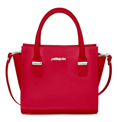 Imagem 1 de 2 de Bolsa tote Petite Jolie Love PJ5214 design liso de j-lástic vermelho-escarlate com alça de ombro vermelha-escarlate alças de cor vermelho-escarlate e ferragens metal