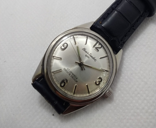 Relógio Suíço Henri Sandoz Corda Manual Perfeito Prateado
