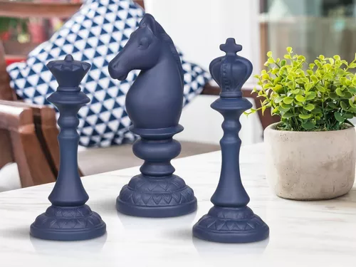 Peça Xadrez Rei Azul Ceramica - Import Móveis