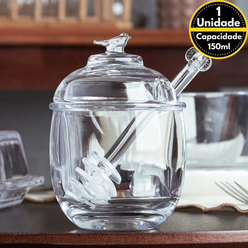 Meleira Bird Em Cristal Ecológico Com Pegador E Tampa 150ml