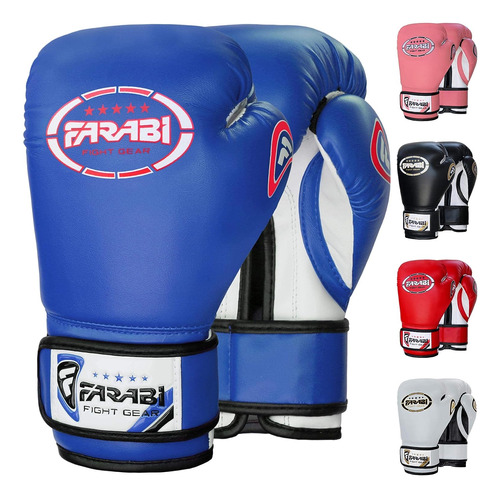 Guantes De Boxeo Farabi Sports, 6-oz, Para Niños, Azul