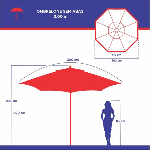 Ombrelone Central Redondo 3,00 Metros Solasol Sungap