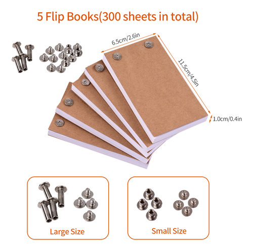 Kit Flipbooks Blank Flip Book De 300 Folhas De Papel De Anim