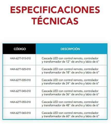 Cascada Para Alberca Led Hax 48 Pulgadas Para Muro Llorón
