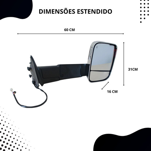 Retrovisor Dodge Ram Cromado Com Rebatimento Elétrico 13-18