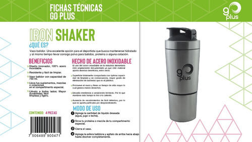 Imagen 3 de 5 de Shaker Go Plus Premium Fitness 500 Ml Plateado
