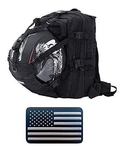 Mochila Casco Seibertron Negra Reflectante Bandera Us